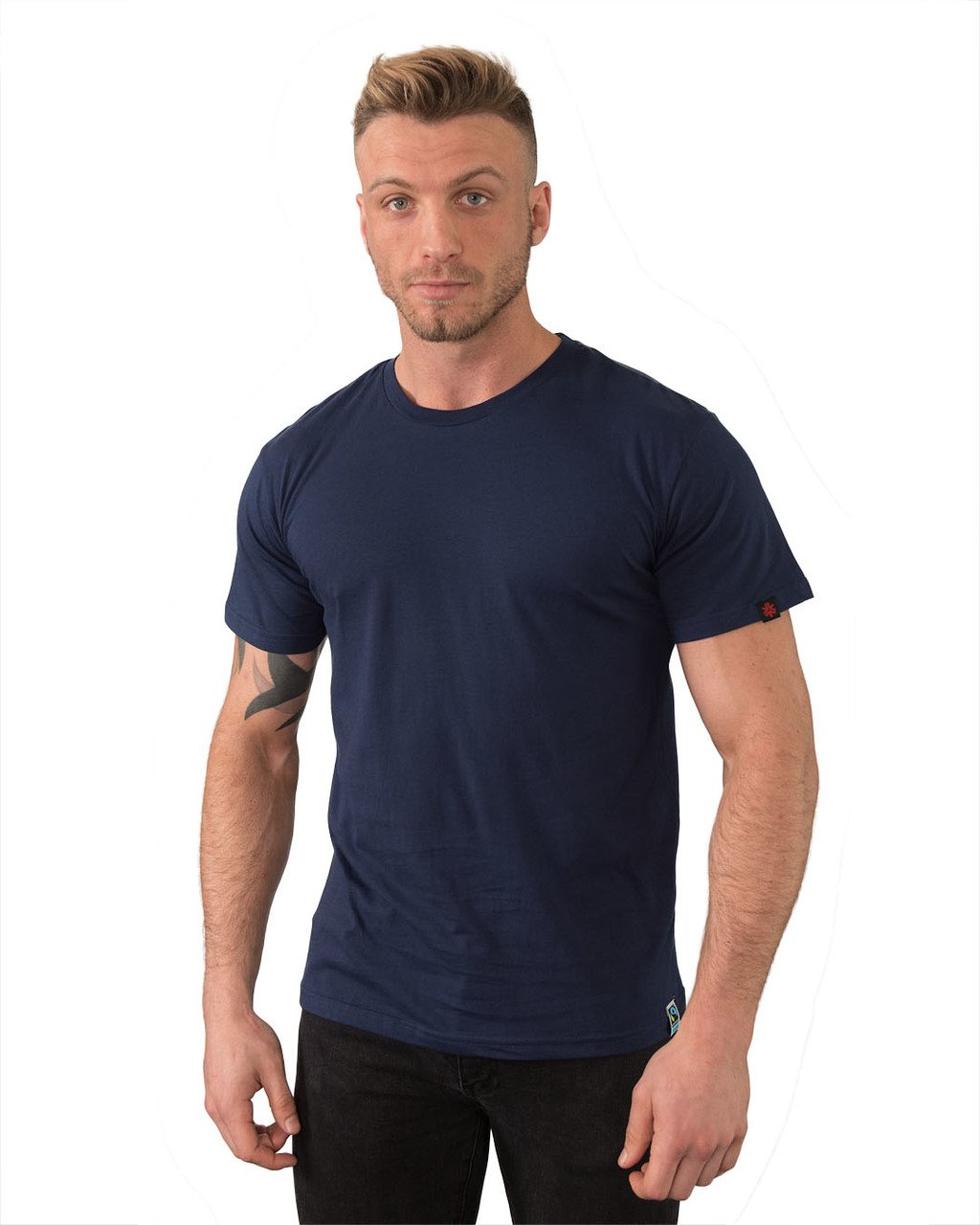 Tshirt Round Neck Unisex Navy Blue Organic Fairtrade